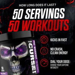 JNX SPORTS The Curse watermelon powder tub closeup highlights zero sugar formula.