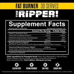 JNX Sports The Ripper Pineapple Shred powder ready to mix for a pre-workout.