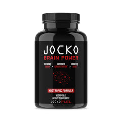 Jocko Fuel Brain Power bottle front showing sleek design and focus support.