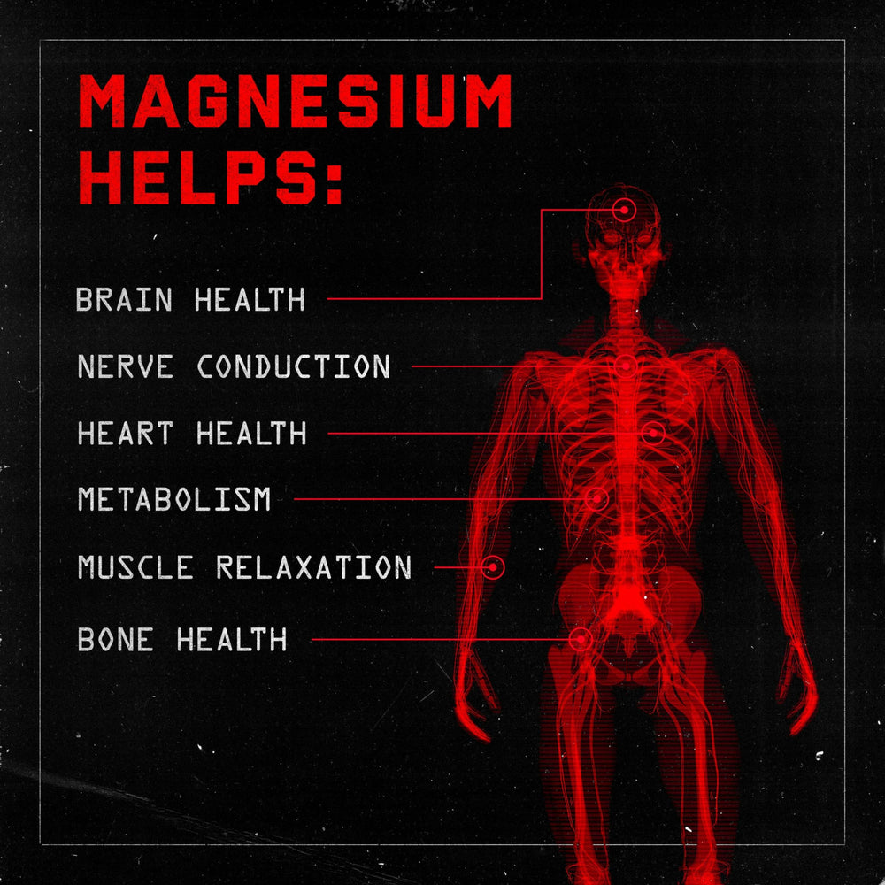 Ingredient panel highlights magnesium blend designed for easy digestion.