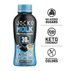 Jocko Mölk grass-fed protein label emphasizes hormone-free and soy-free ingredients.