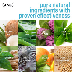 Joellyne Naturals herbal extracts lineup featuring ginseng, red clover, and green tea