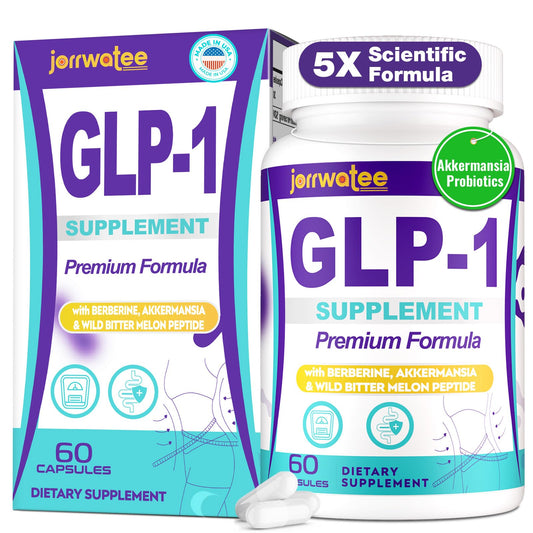 Jorrwatee GLP-1 bottle closeup highlights daily energy and digestion support