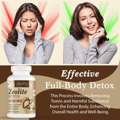 Jovianoy Zeolite Detox bottle details fulvic acid for enhanced absorption.