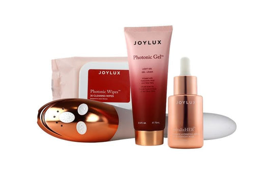 Joylux Rose Gold vFit device ready for at‑home intimate wellness sessions