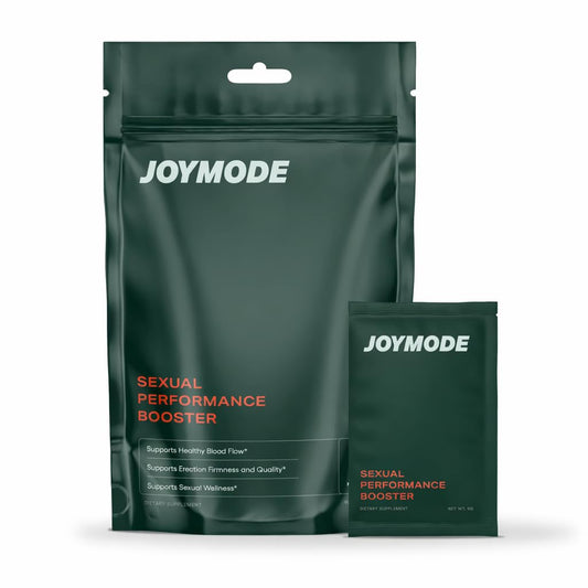 JOYMODE Performance Booster bottle highlights arginine-nitrate for blood flow.