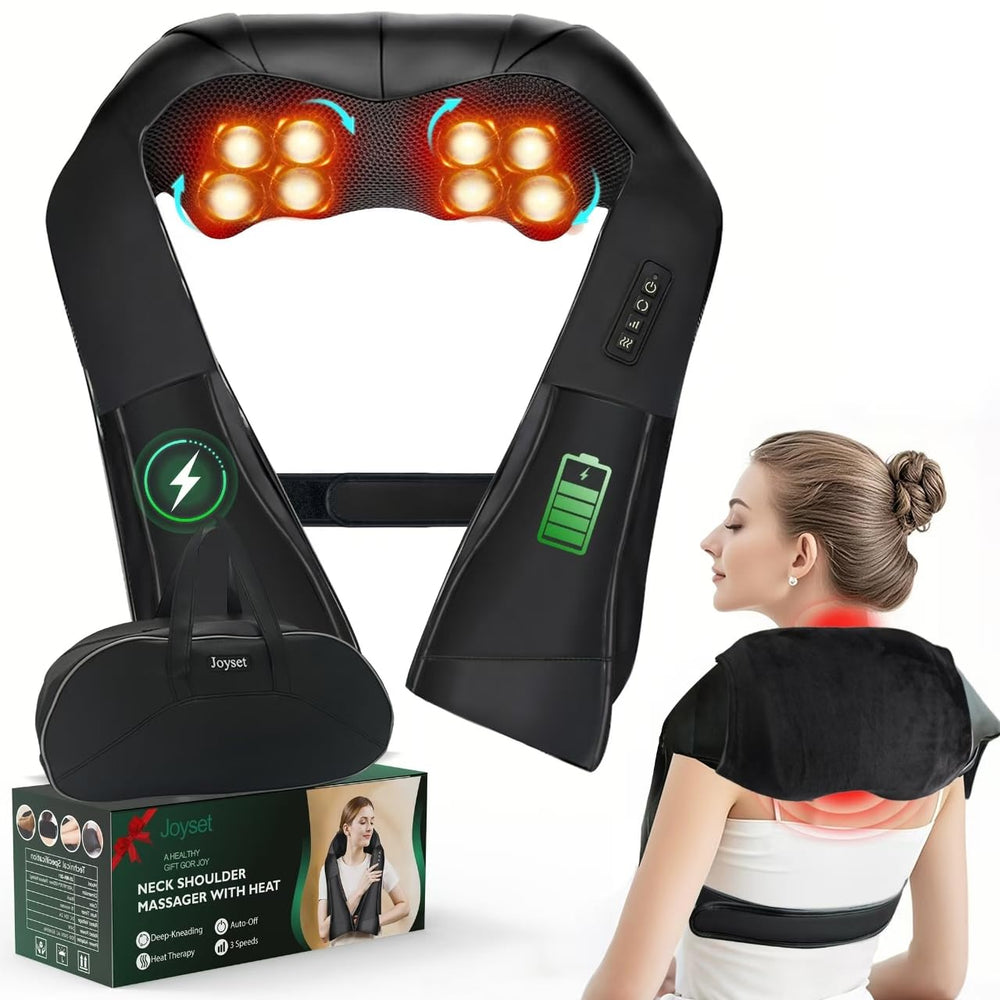 Joyset cordless neck massager front view for portable relief on the go.