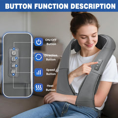 Joyset shiatsu massager showing eight kneading nodes for neck and shoulders