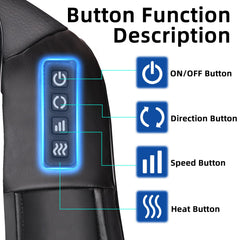 Joyset neck and back massager showing heat therapy function for relaxation.