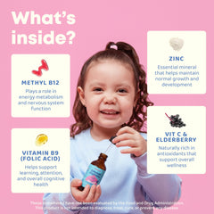 JoySpring Kids B Complex USA-made bottle on a kitchen shelf.