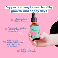 JoySpring vitamin D3 kids drops non-pill form ideal for kids ages 3–18.