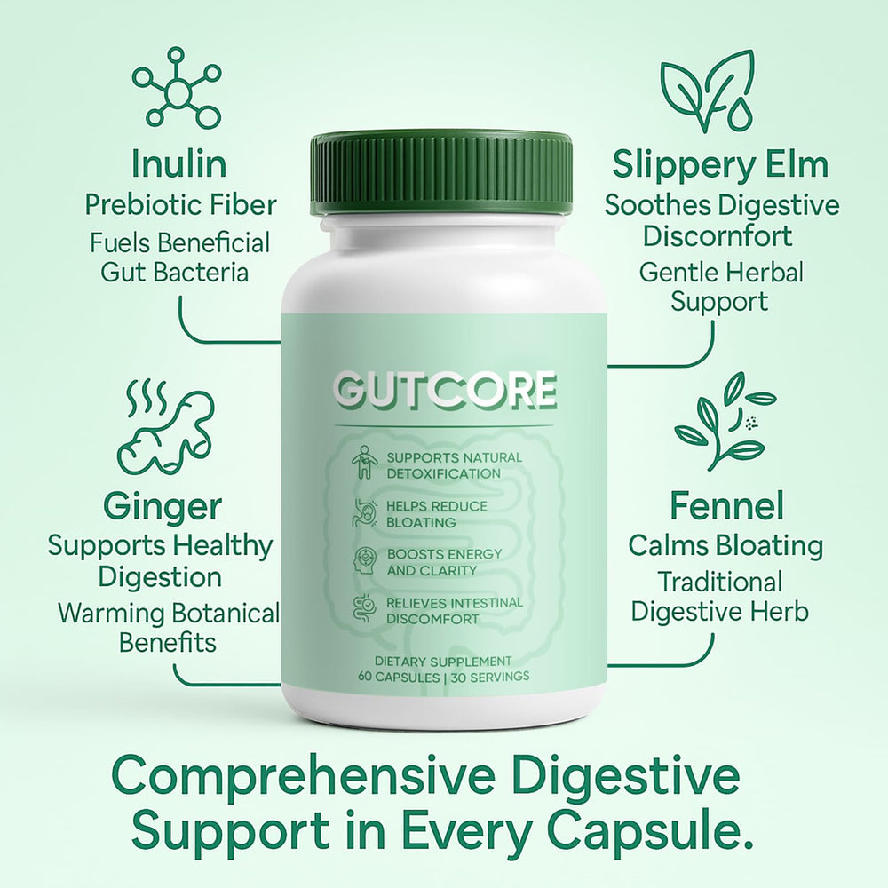 Close-up of Jqewlg GutCore vegetarian capsules for easy swallowing.
