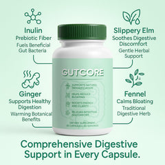 Close-up of Jqewlg GutCore vegetarian capsules for easy swallowing.