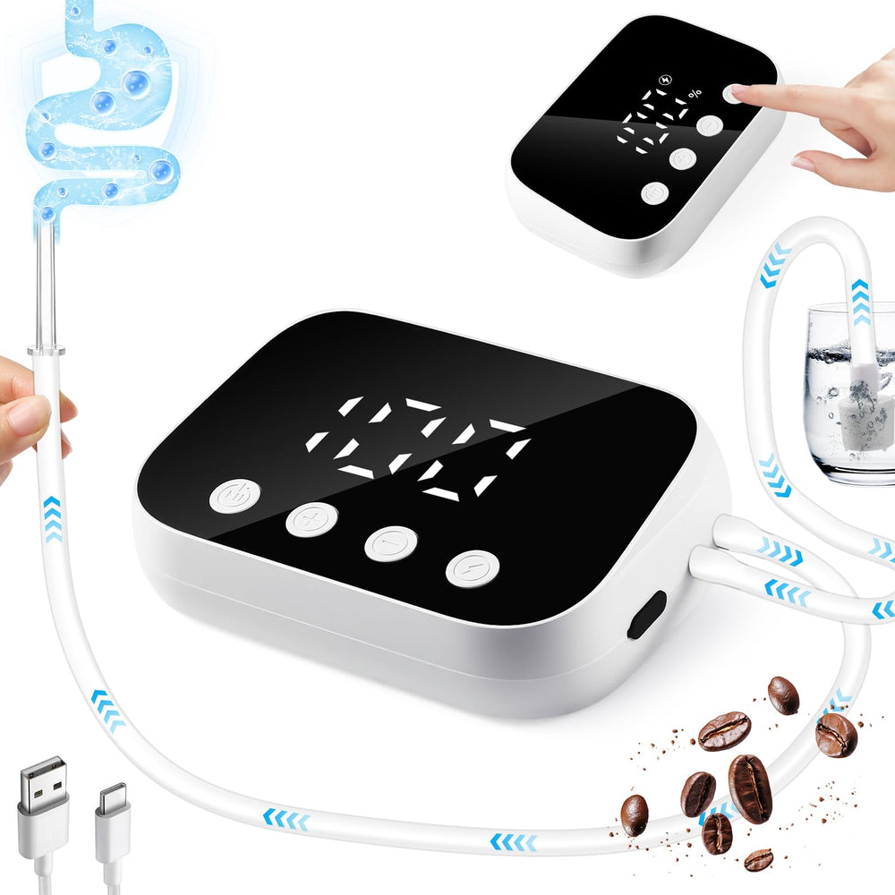 Jripae Enema Kit LED display shows flow or battery status for precise control