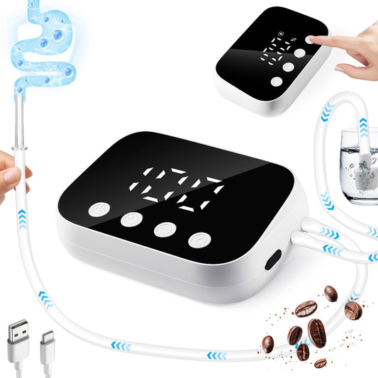 Jripae Enema Kit LED display shows flow or battery status for precise control