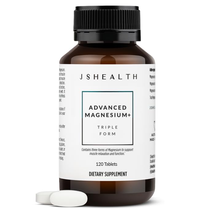 JSHealth Advanced Magnesium bottle front promoting daily muscle comfort