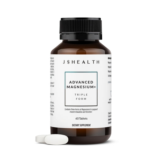 JSHealth Advanced Magnesium bottle shown for daily use and muscle support.