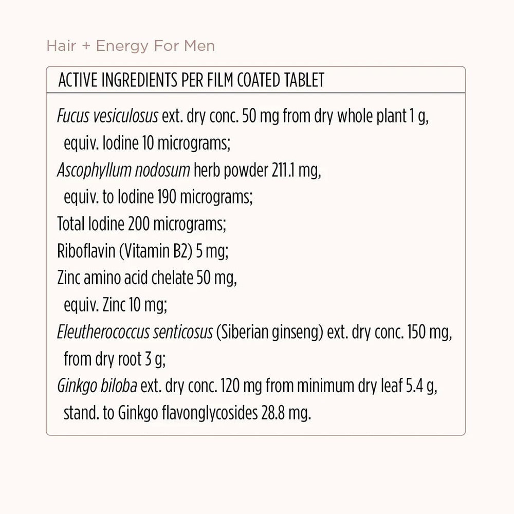 Daily-use JSHealth Hair & Energy for Men, supporting vitality and hair wellness