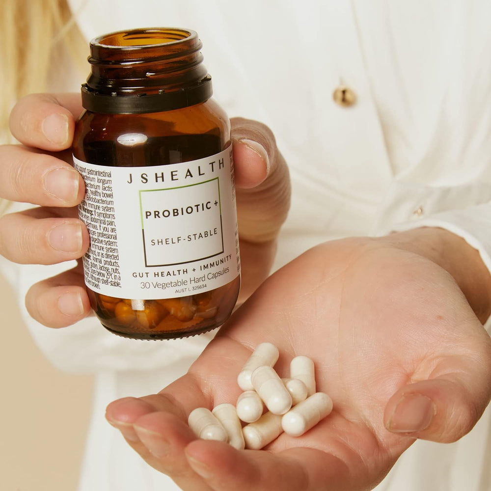 JSHealth probiotic bottle highlighting immune support with Bifidobacterium animalis ssp lactis