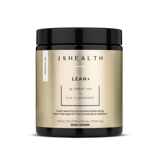 JSHealth Lean+ bottle showing pineapple-lime flavor for lean muscle support