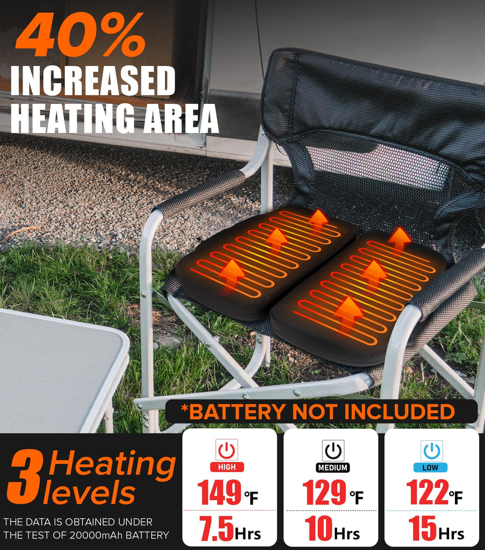 JS LifeStyle heated seat cushion with battery pocket fits power banks up to 40,000mAh