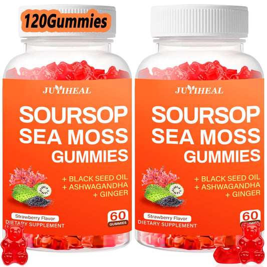 JUYIHEAL 10-in-1 soursop graviola gummies in bottle for convenient immunity support.