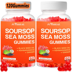 JUYIHEAL 10-in-1 soursop graviola gummies in bottle for convenient immunity support.