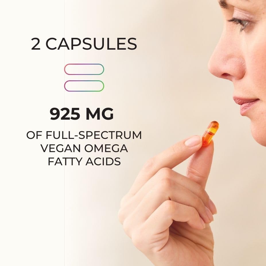 Juice Plus+ Omega bottle pour showing easy dosage routine.