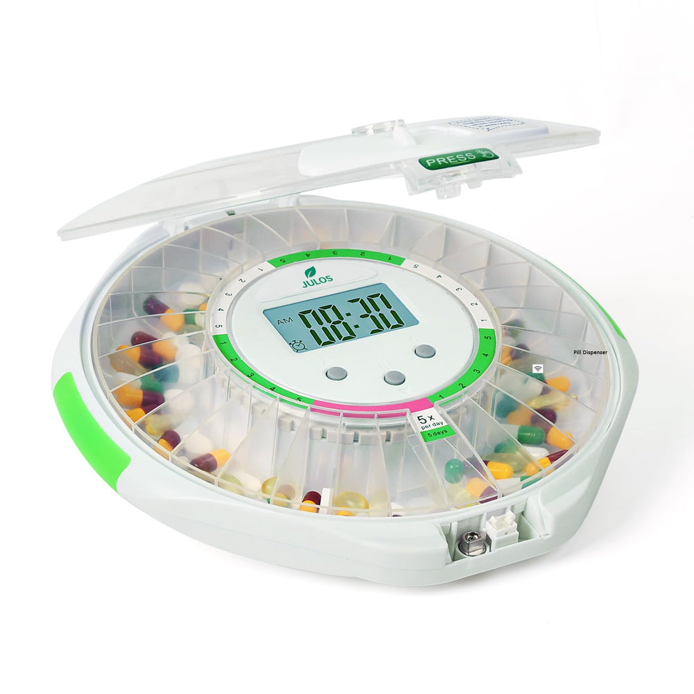 JULOS built-in magnifier aids reading dosage labels