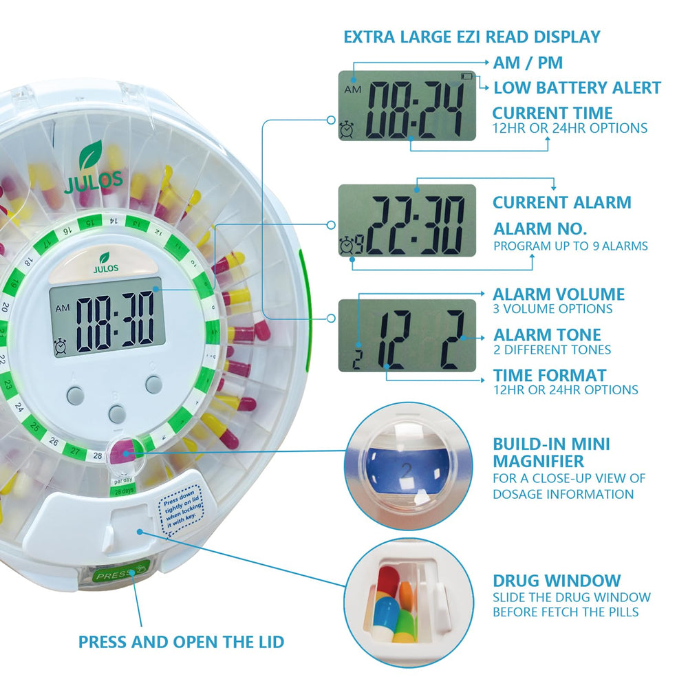 JULOS device emitting sound and bright light alerts
