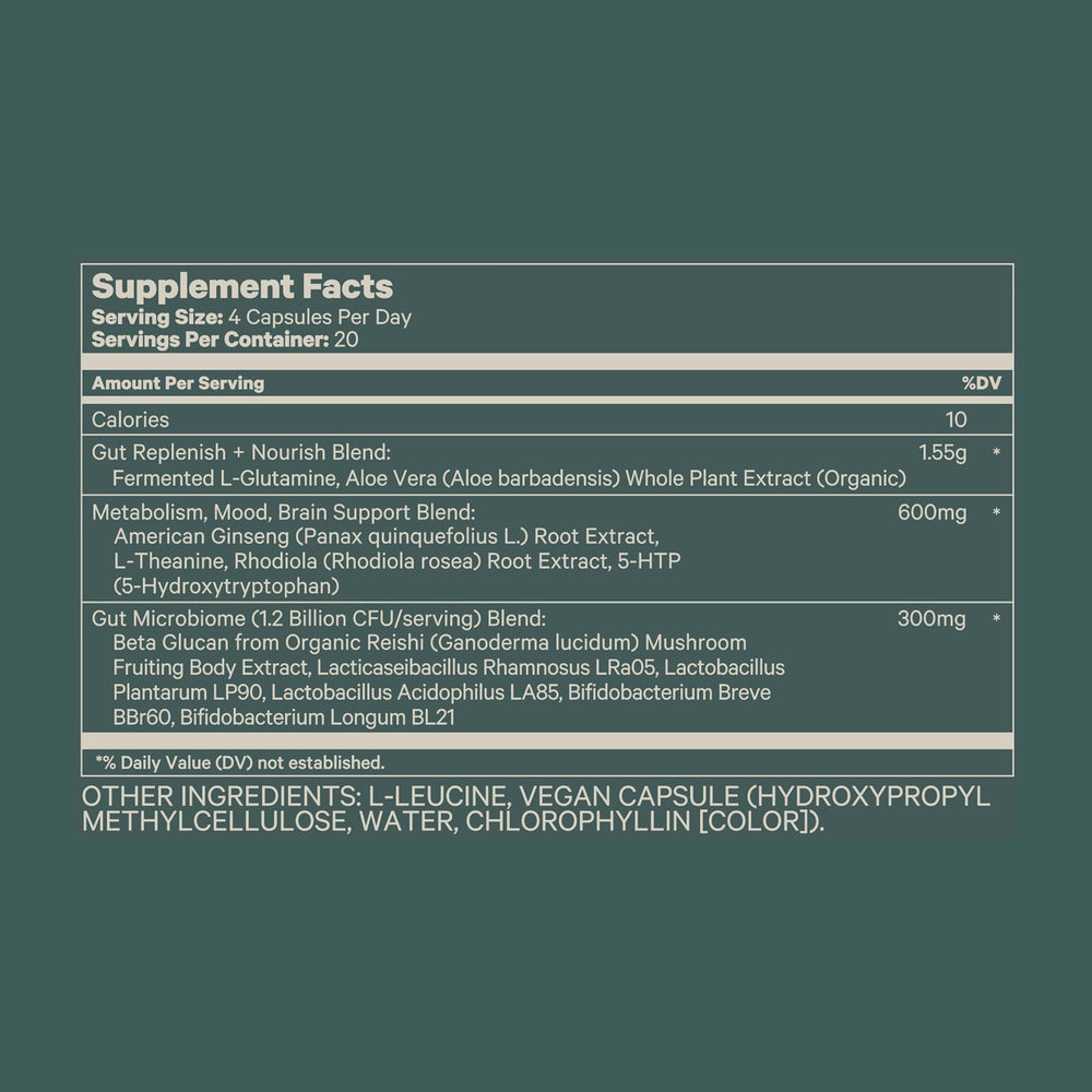 Juna Gut Therapy packaging and ingredients list closeup.