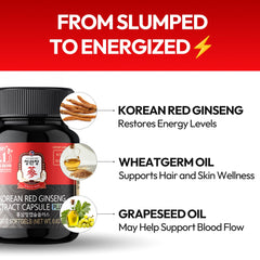 Jung Kwan Jang label highlights caffeine-free energy support without jitters.