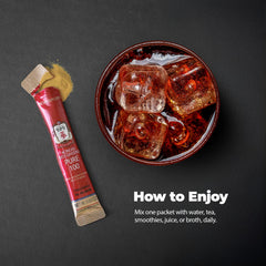 Stick stirred into water for quick mix.