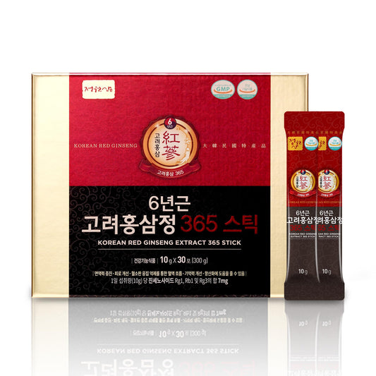 JUNGWONSAM 6-Year Red Ginseng box with sticks for a convenient daily ritual.