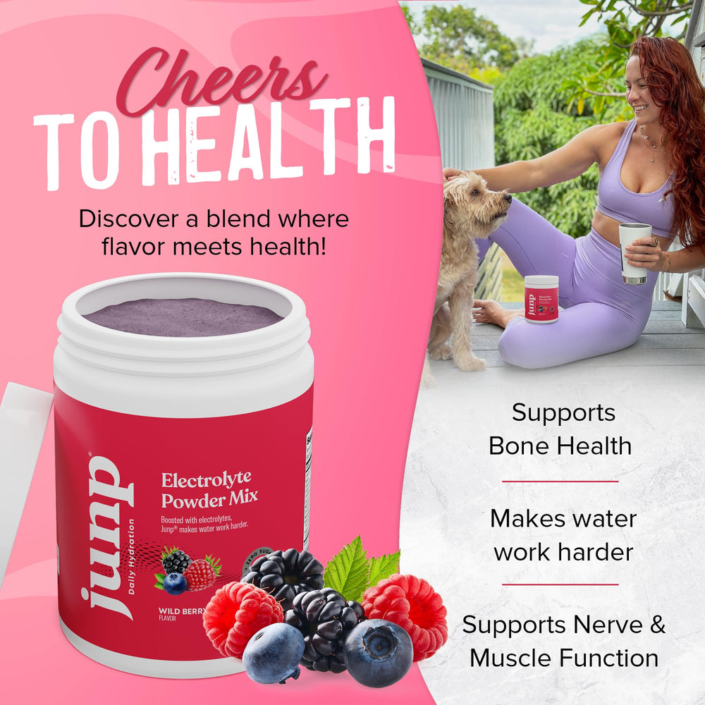 JUNP dissolving powder in water for quick, thorough mixing.