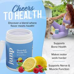 Dissolving JUNP berry lemonade electrolyte powder in water for fast hydration