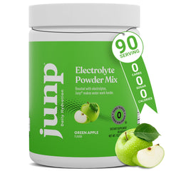 JUNP Electrolytes Green Apple powder tub for zero sugar hydration.