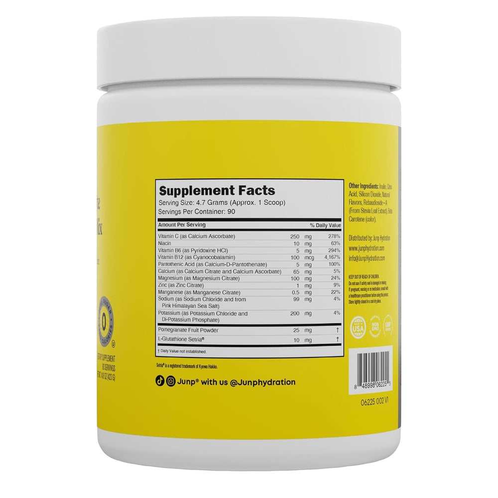 JUNP Electrolytes Lemonade powder dissolve: quick mix after workouts.