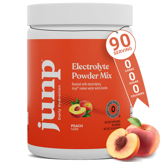 JUNP electrolytes powder peach tub for convenient on-the-go hydration