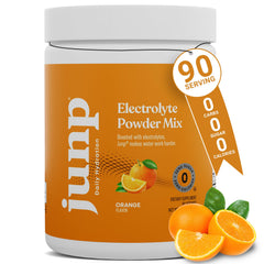 JUNP orange electrolyte powder bottle for on-the-go hydration without sugar