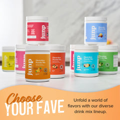 JUNP orange electrolyte powder closeup highlights refreshing citrus flavor