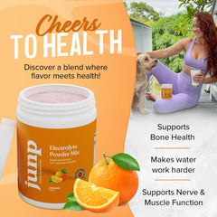 JUNP orange electrolyte powder shaker ideal for quick mixing anywhere