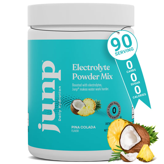 Junp Pina Colada electrolyte powder tub ready for hydration.