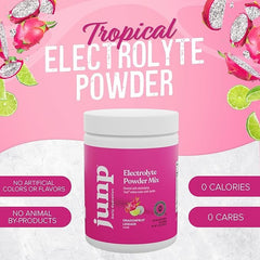 JUNP powder dissolving in water, delivering smooth hydration on the go.