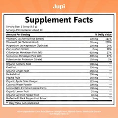 Jupi Hydration & Wellness turmeric-ginger ingredients image for natural digestion support.