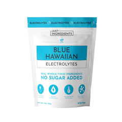 JUST INGREDIENTS Blue Hawaiian electrolytes bottle front for refreshing hydration on the go.