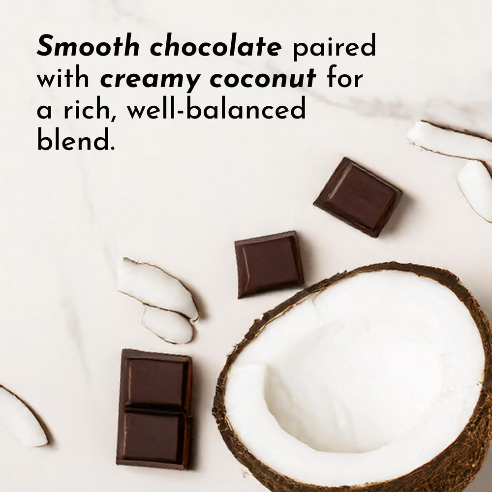 JUST INGREDIENTS Coconut Chocolate Protein Powder oats bowl suggests breakfast versatility