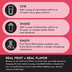 Close-up of real fruit extracts in Just Ingredients Fruit Punch Electrolytes.