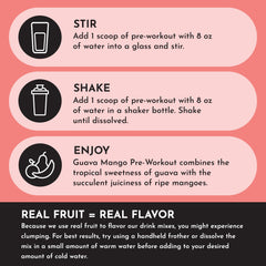 Just Ingredients Guava Mango dissolving in water for quick tropical energy