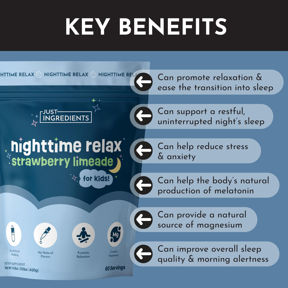 JUST INGREDIENTS Gluten-free and dairy-free label on the night-time drink mix